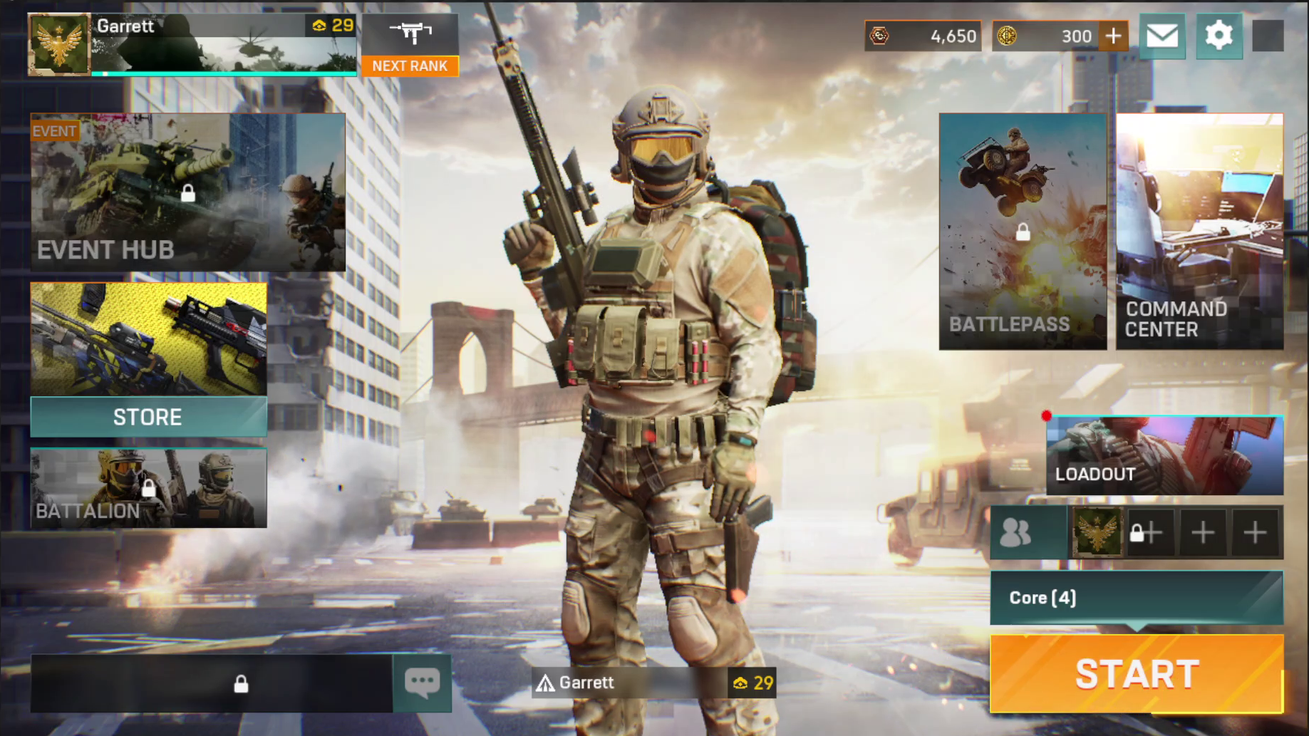 Battlefield Mobile Menu Screen